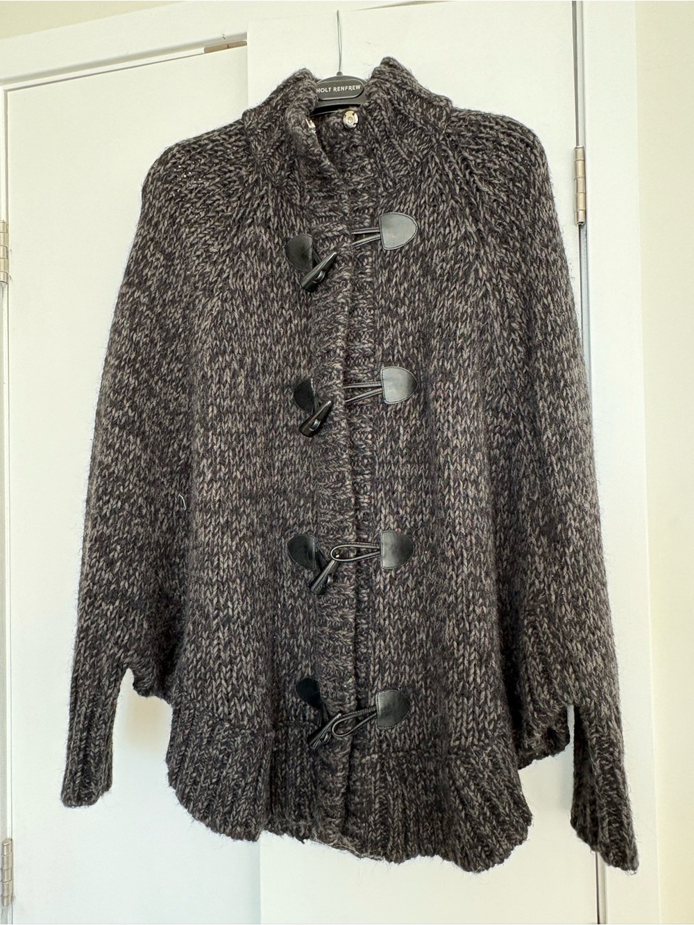 Michaels Two-Tone Charcoal Knit Zip & Toggle Sweater